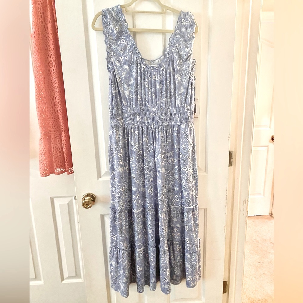 Lucky Brand Blue and White Floral Maxi  Dress size XXL